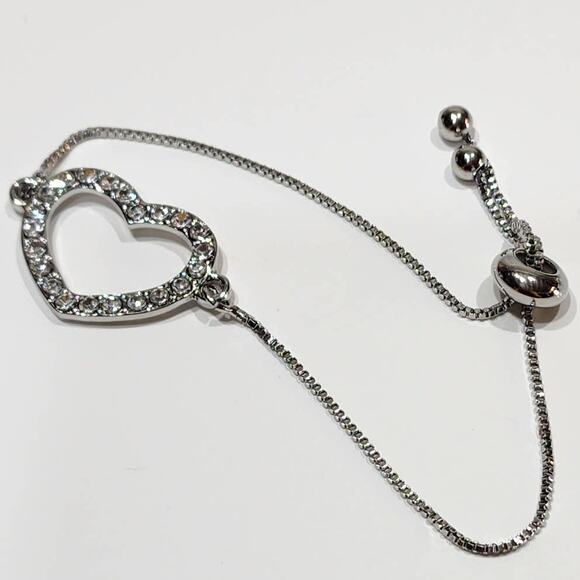 Heart Slider‎ Bracelet made with Swarovski Crystals - Picture 2 of 10